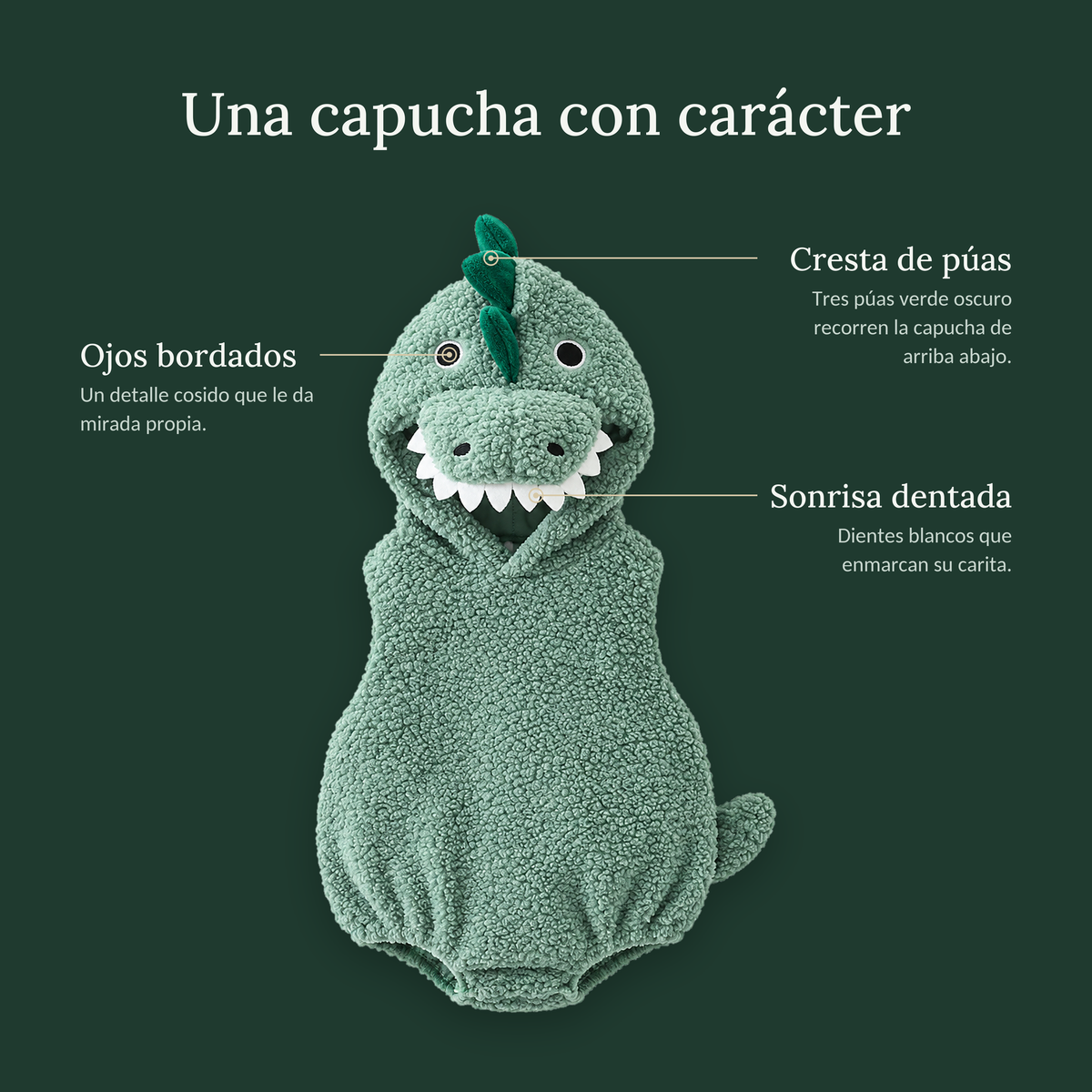 Disfraz de dinosaurio de peluche para bebé