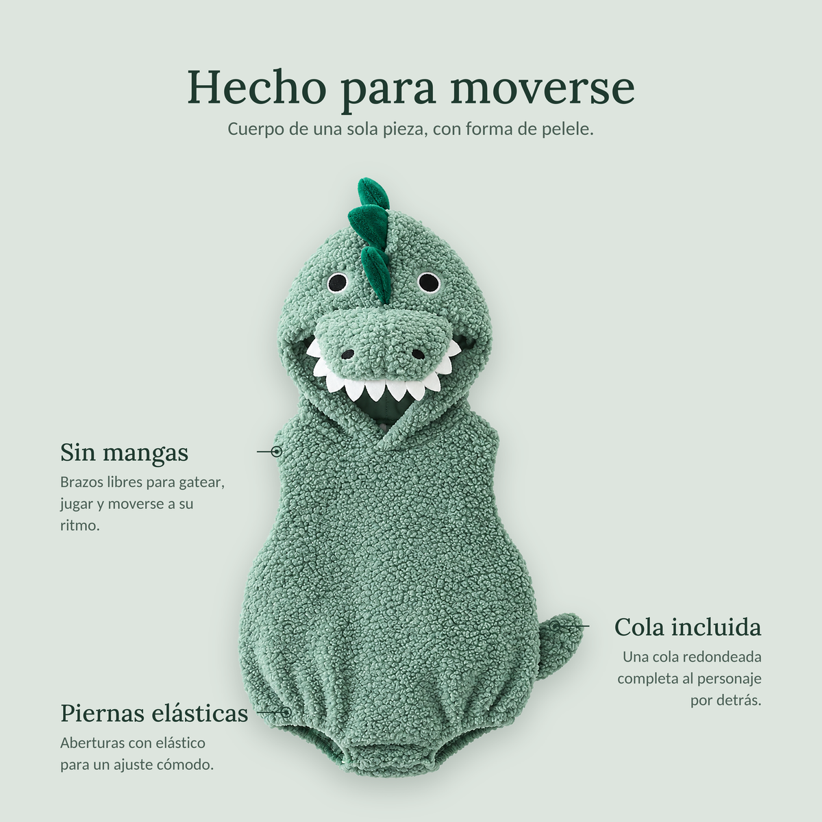 Disfraz de dinosaurio de peluche para bebé